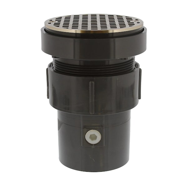 Jones Stephens 3inX4in LevelBest Complete Pipe Fit Drain System, 3-1/2in Plastic Spud, 5in Nickel Bronze Strainer D50486 - main